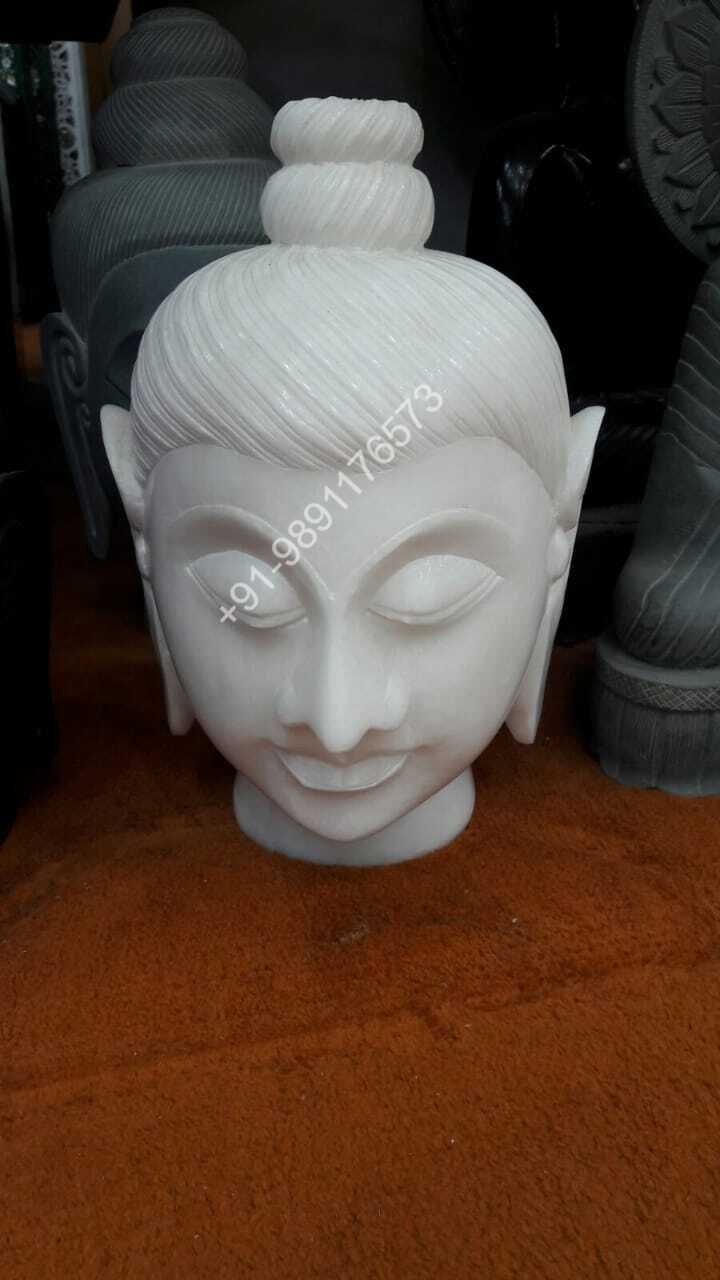 WHITE MARBLE 15 INCH BUDDHA FACE