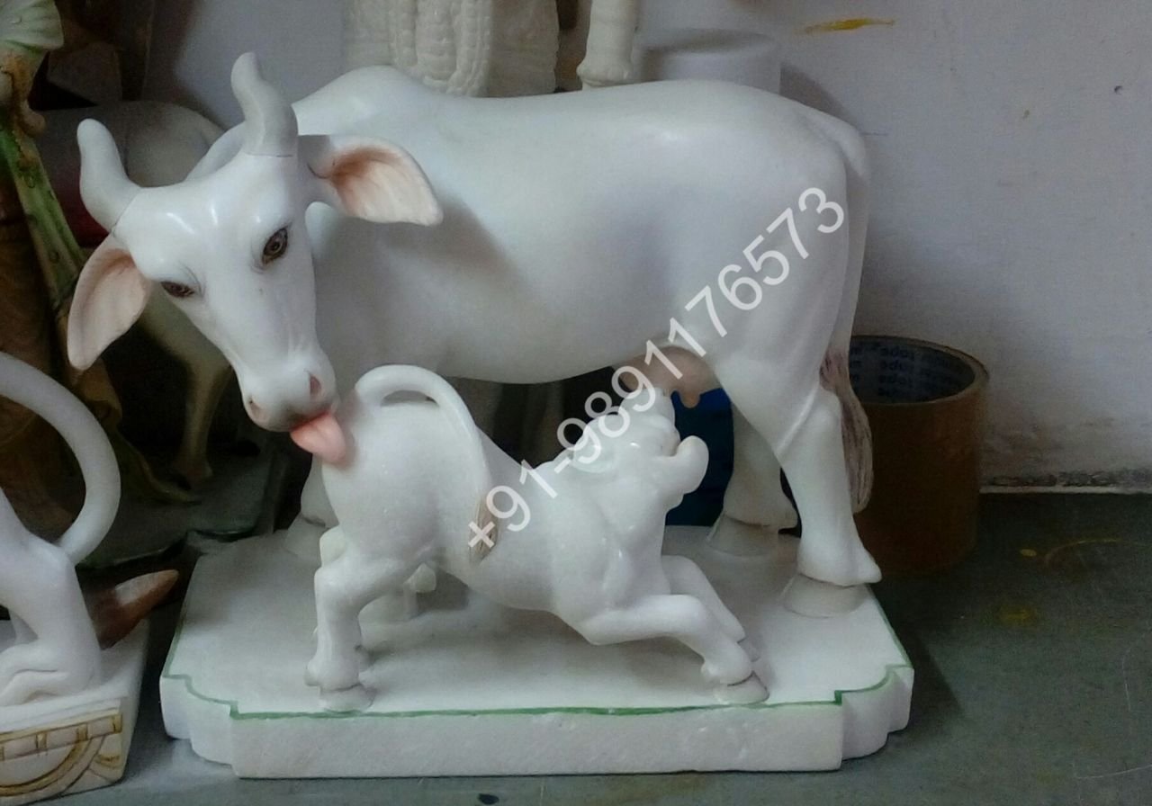 Cow And Calf In Makrana Marble