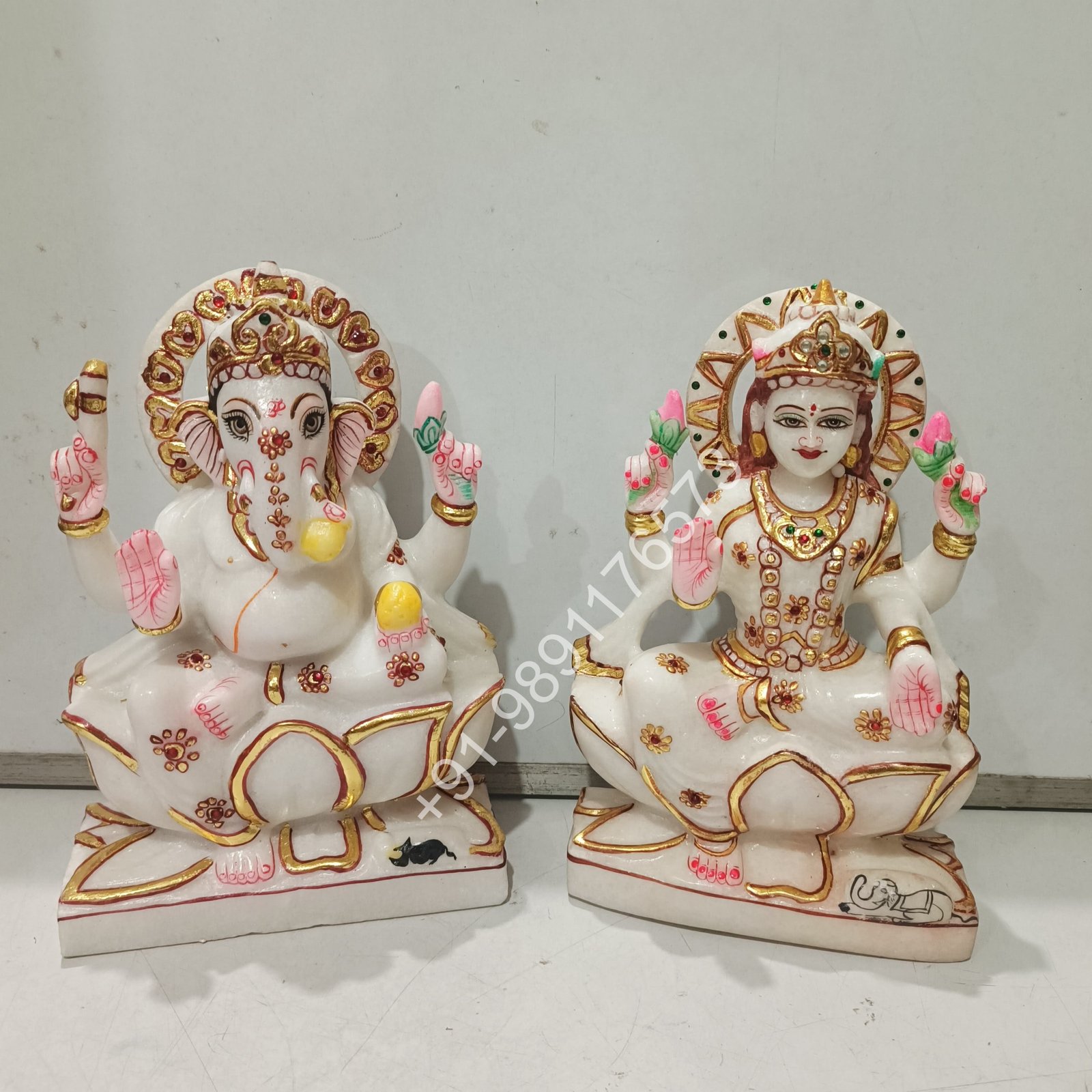 Laxmi Ganesha 12 Inch Marble Murti 