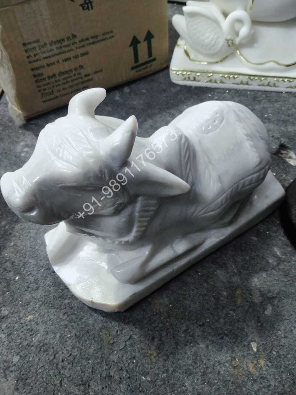 Nandi Ji White Marble