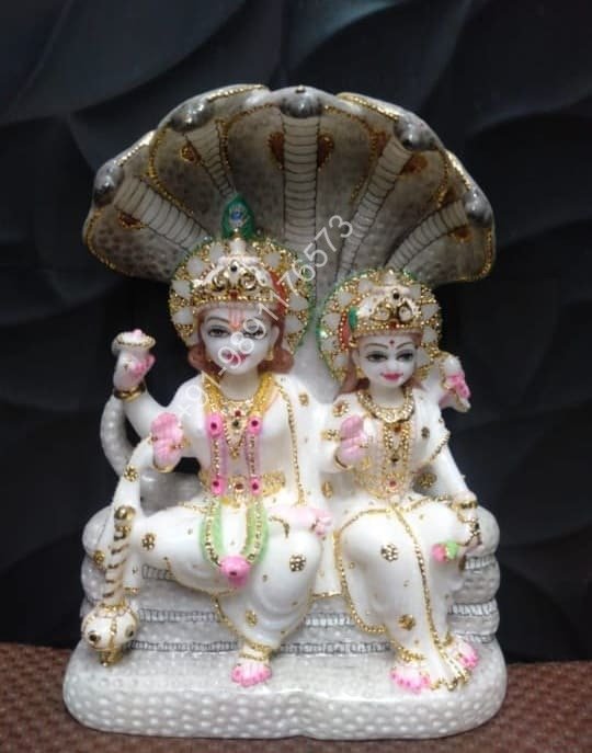 Sheshnaag Vishnu Laxmi 12 Inch Vietnam Marble
